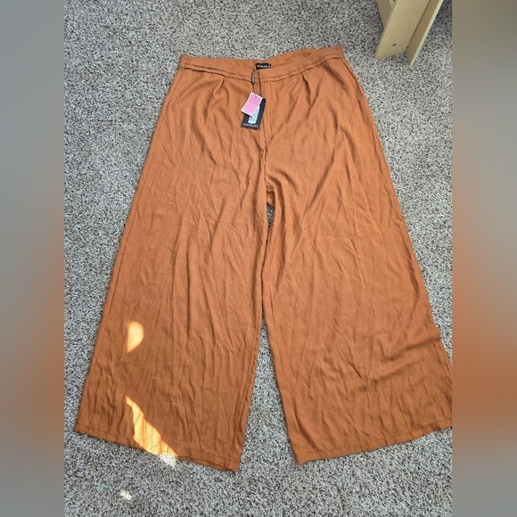 Pretty Little Thing Palazzo Satin Pants Women Sz 22 Plus Orange Wide Leg… - Picture 4 of 12